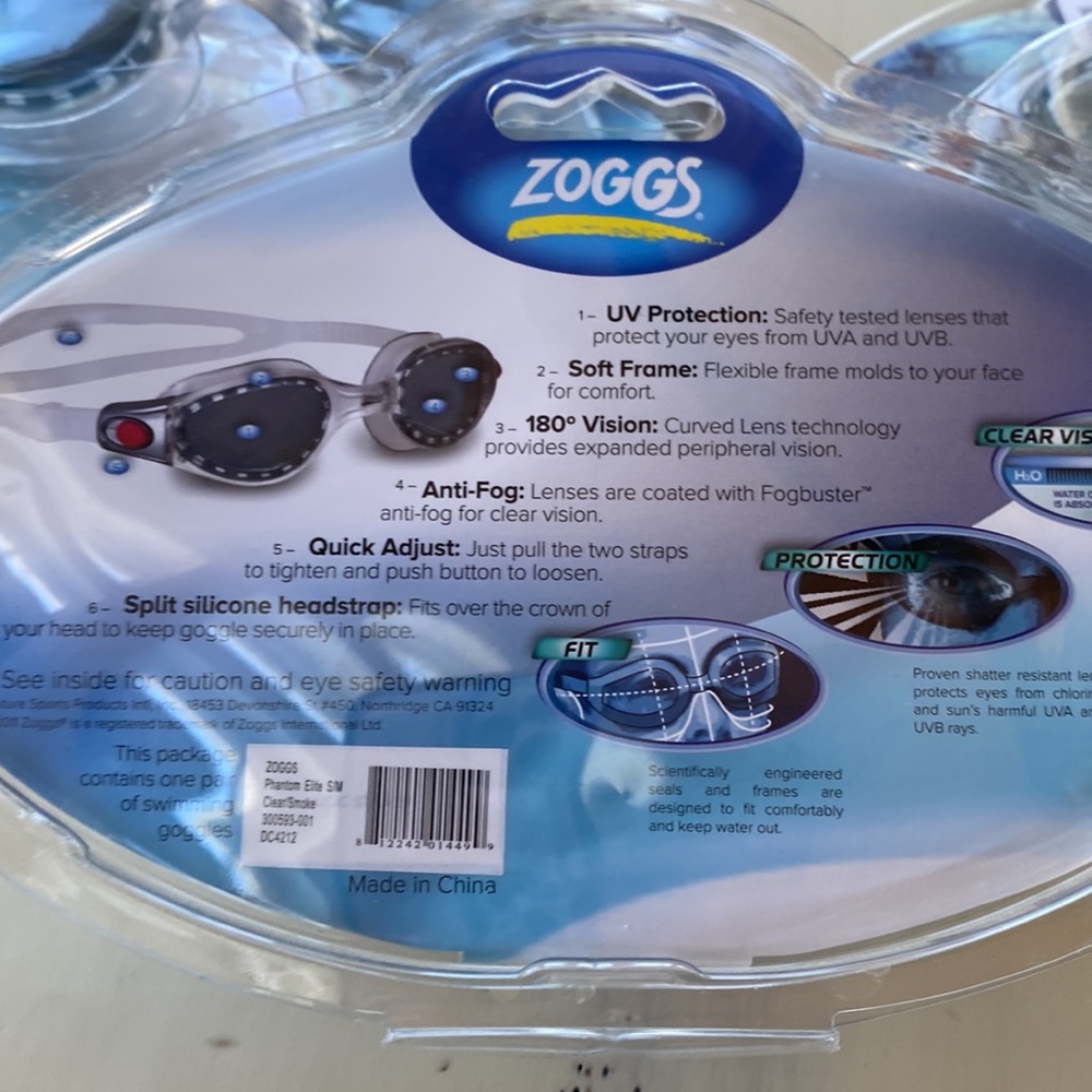 Zoggs Phantom Elite Swim Googles Sz S-M Color Clear/Smoke Bundle of 3 - Picture 3 of 4